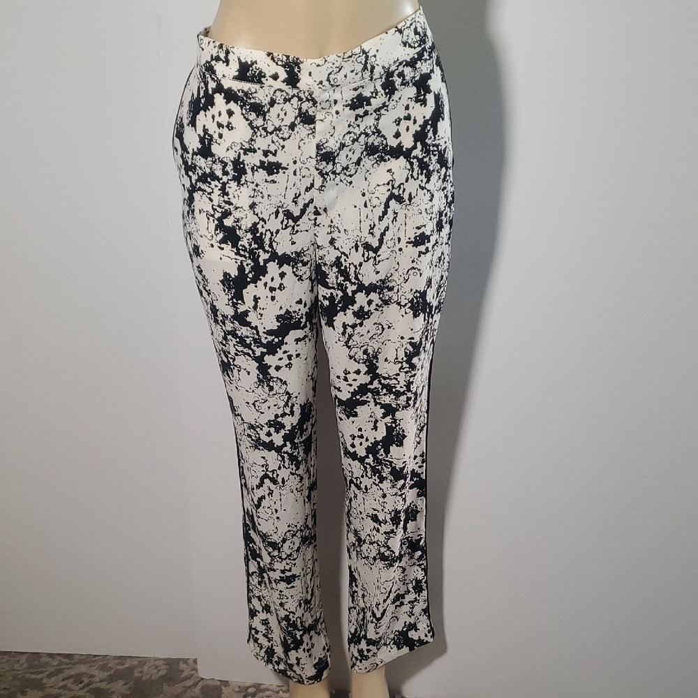 Banana Republic career pants wider Pants Black White Print Elastic Waist Sze14